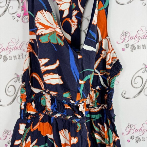 Japna dress Floral Maxi Dress multicolor orange navy white summer - Picture 4 of 7